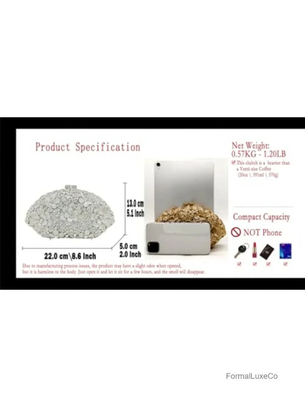 Crystal Rhinestone Clutch Evening Bag with Chain Straps